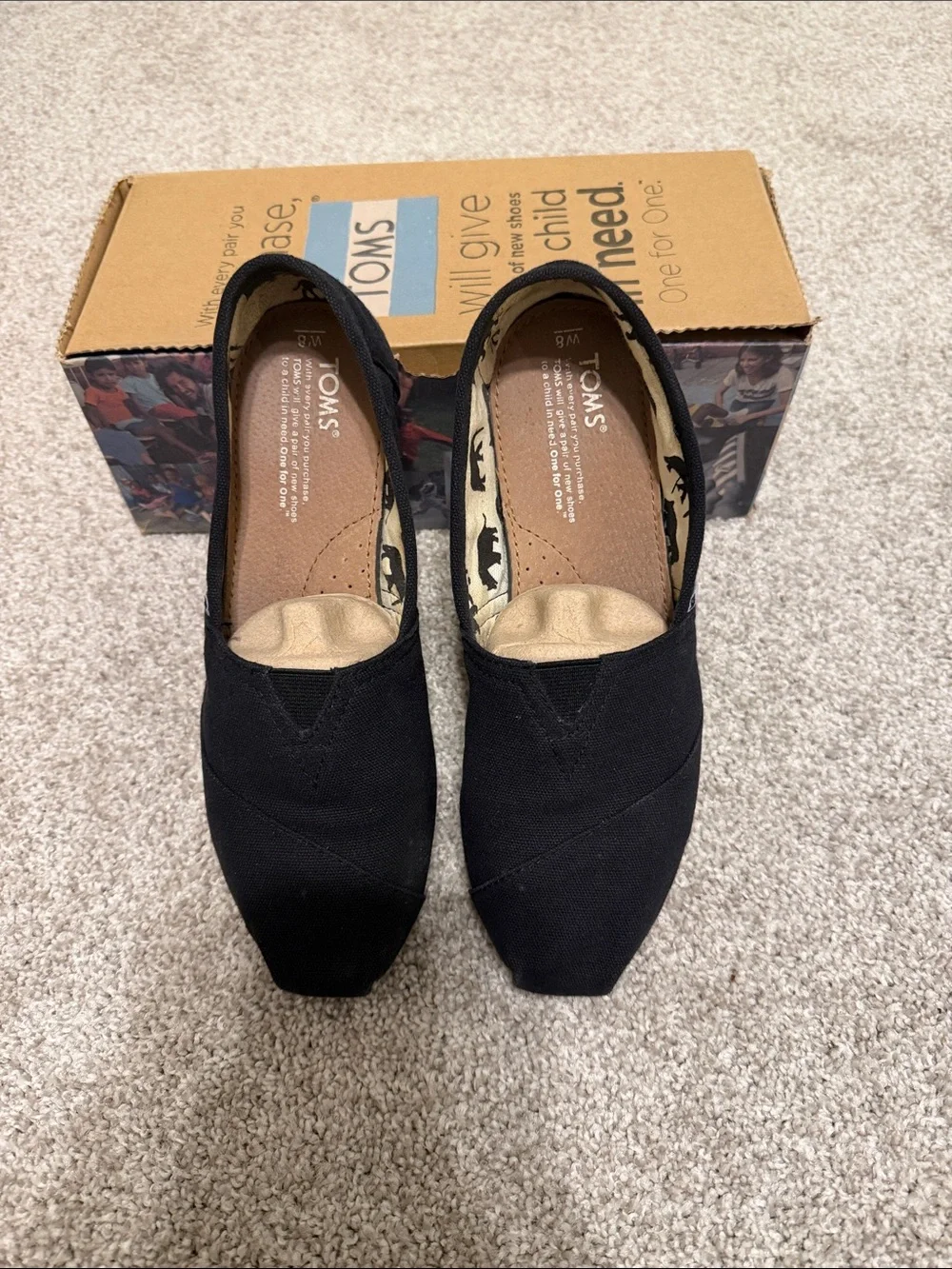 TOMS Black Canvas Classic Slip-On Flats